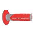 REVETEMENT POIGNEE PROGRIP MOTO OFF ROAD 801 DOUBLE DENSITE BASE GRIS/ROUGE CLOSED END 115mm (CROSS/MX) (PAIRE)