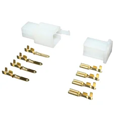 CONNECTEUR ELECTRIQUE PLASTIQUE 4 FICHES (4 COSSES PLATES MALES + 4 COSSES PLATES FEMELLES)  -P2R-