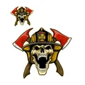 AUTOCOLLANT/STICKER LETHAL THREAT MINI FIRE FIGHTER SKULL (60x80mm)