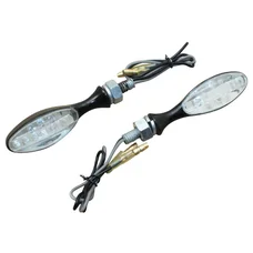 CLIGNOTANT UNIVERSEL REPLAY MINI OVALE 9 LEDS TRANSPARENT/NOIR CORPS ZAMAC  (L 65mm / H 20mm / L 21mm) (HOMOLOGUE CE) (PAIRE)