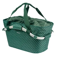 PANIER ARRIERE TOILE BASIL FLAIR 22L VERT AVEC ANSE FIXATION CLIP AUTOMATIQUE SUR PORTE BAGAGE SYSTEME MIK - Commander 157030 - (SI PAS FOURNI SUR LE VELO, Ajouter 155681)