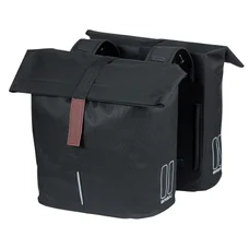 DOUBLE BAG FOR BICYCLE -REAR- BASIL CITY BLACK 28/32Lt - VELCRO TAPES ON REAR CARRIER (30x18x49cm) With folding "no rain" closing.