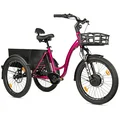 TRICYCLE ELECTRIQUE/VAE CITY LEADER FOX 24" CURTIS 2025 MIXTE BORDEAUX BRILLANT 8V SHIMANO NEXUS MOTEUR ROUE AV BAFANG 36V 45Nm BATTERIE 16,7Ah (LARGEUR HORS TOUT 75cm, DEBATTEMENT 100mm)