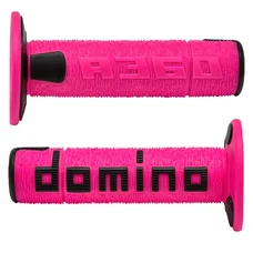 REVETEMENT POIGNEE DOMINO MOTO OFF ROAD A360 FUCHSIA/NOIR CLOSED END 120-123mm (PAIRE)