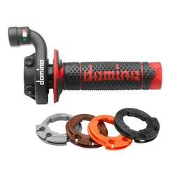 POIGNEE DE GAZ MOTO OFF ROAD DOMINO KRK EVO 4T ALU NOIR AVEC REVETEMENT NOIR/ROUGE (DOUBLE CABLES)