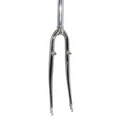 FORK- FOR TREKKING BIKE 700X35 STEEL CHROME - RIGID CURVED -WITH BRAKE BOSS PLUGS-  THREADLESS STEERER Ø 1''1/8-28,6 OUTER 300mm