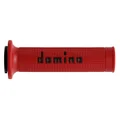REVETEMENT POIGNEE DOMINO MOTO ON ROAD A010 ROUGE/NOIR OPEN END 120-125mm (PAIRE)