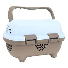PANIER AVANT PLASTIQUE P2R MARRON/BLEU CIEL POUR CHIEN POIDS MAX 5kg  (430x290x235) (LIVRE AVEC 1 FIXATION GUIDON LARGEUR 90 mm, DIAM 22,2 A 31,8 mm COMPATIBLE VAE / E-BIKE)