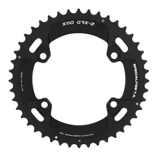 CHAINRING FOR GRAVEL BIKE 4 ARMS-Ø110 FOR SHIMANO GRX DOUBLE TA X110 External 44 Teeth- COMPATIBLE RX600-RX810 BLACK  10/11 Speed.