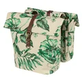 DOUBLE BAG FOR BICYCLE - REAR - BASIL EVERGREEN 28/38Lt BEIGE - WITH LEATHER STRAPS- VELCRO TAPES ON CARRIER (28x16x35cm)