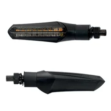 CLIGNOTANT SEQUENTIEL MOTO TAAC FR10 18 LEDS FUME/NOIR AVEC FONCTION FEU DE POSITION ET FEU STOP (M8 / LONG 92mm / H 24mm) (PAIRE) QUALITE PREMIUM  -HOMOLOGUE ECE-