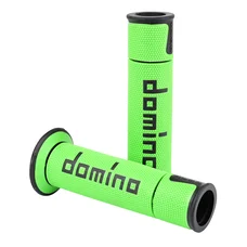 GRIP -  DOMINO ORIGINAL- ON ROAD A450 GREEN/BLACK OPEN END (PAIR).