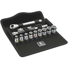 CLIQUET WERA  8100 ZYKLOP METAL 1/4 METRIQUE AVEC DOUILLES CHROME MOLY (SET 13 PIECES)  -MARQUE ALLEMANDE POUR LES ATELIERS-