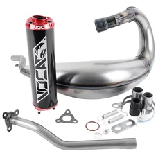 POT 50 A BOITE VOCA CROSS BESTIA POUR SHERCO 50 SM-R, SE-R (PASSAGE HAUT - SILENCIEUX ALU NOIR EMBOUT ANODISE ROUGE)