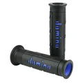 REVETEMENT POIGNEE DOMINO MOTO ON ROAD A250 NOIR/BLEU OPEN END 120-125mm (PAIRE)