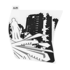 DECAL- ON FRONT FAIRING - LOWER  "PIAGGIO GENUINE PART" PIAGGIO 50 TYPHOON 2018> FOR BLACK VERSION 85/B  -2H00255700A1-