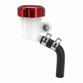 TANK FOR FRONT BRAKE MASTER CYLINDER - UNIVERSAL - ROUND SHAPED - ( SIDE OUTPUT) Ø 42 mm -CNC ALU RED COVER  -P2R-