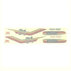 AUTOCOLLANT/STICKER CYCLO MBK 51 SUPER ORANGE/ROUGE/JAUNE (POCHETTE DE 8 PIECES)  -SELECTION P2R-