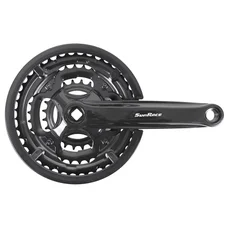 PEDALIER VTT SUNRACE 7/8V. M2C ACIER NOIR 170mm 42-34-24 AVEC PARE CHAINE FUME - BOITIER 118mm (MONTAGE ATELIER)
