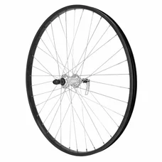 WHEEL FOR MTB - 26" REAR - M110 Black - ALUMINIUM SILVER HUB for 6/7 Freewheel - Quick release