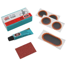 REPAIR KIT -  FOR BICYCLE INNER TUBE- TIP TOP TT01 IN BOX (4 PATCHS F0 15mm + 1 PATCH F2 45x15mm + GLUE 3g + SANDING PAPER) WITH USER MANUAL (506 0007)