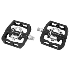 PEDALE VTT PLATEFORME DESCENTE / BMX NEWTON LARGE AUTOMATIQUE POLYVALENTE 1 FACE CLASSIQUE ET 1 FACE VP/SPD AVEC CALES A ROULEMENT (PAIRE) 104.5x102x30mm