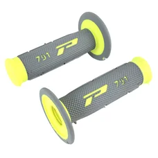 REVETEMENT POIGNEE PROGRIP MOTO OFF ROAD 791 DOUBLE DENSITE BASE FLUO JAUNE FLUO/GRIS CLOSED END 115mm (CROSS/MX) (PAIRE)
