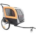 REMORQUE VELO UTILITAIRE MAXI 40Kg COLORI ORANGE/GRIS FOND RIGIDE (DIMENSIONS L 134 x L 57.5 x H 95 cm) AVEC ROUES 20" x 2.4 FIXATION AXE DE ROUE - POUR TRANSPORT ANIMAUX - REMORQUE LIVREE AVEC BACHE