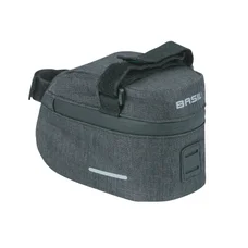 SADDLE BAG FOR BICYCLE - BASIL DISCOVERY 1 Lt - Polyester waterproof -Grey/black- WATERPROOF ON VELCRO TAPES + RAIN COVER