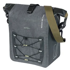 SACOCHE ARRIERE VELO LATERALE BASIL NAVIGATOR STORM CYCLOTOURISTE WATERPROOF 12-15L NOIR FIXATION MIK HOOKS SUR PORTE BAGAGE (36x14x25cm) AVEC POIGNEE ET BANDOUILLERE FERMETURE ENROULEMENT