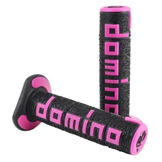 REVETEMENT POIGNEE DOMINO MOTO OFF ROAD A360 NOIR/FUCHSIA CLOSED END 120-123mm (PAIRE)