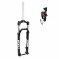 FOURCHE VTT 27.5 " ZOOM 868S A RESSORT NOIR REGLABLE/BLOCABLE AVEC MANETTE AU CINTRE DEB. 100MM POUR AXE TRAVERSANT BOOST 15-110 PIVOT LISSE CONIQUE 1''1/8-1"1/2 EXTERIEUR COMPATIBLE DISQUE