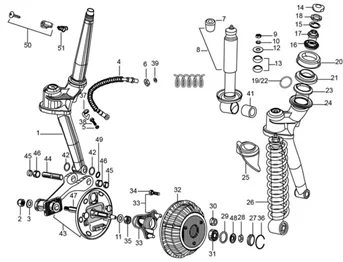 Fourche/tube direction - Ensemble butée dir.
