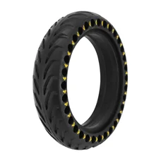 PNEU TROTTINETTE PLEIN FLECHE ALVEOLE  8.5 X 2.00 NOIR ET JAUNE FLUO - LARGEUR INTERIEUR 34 mm