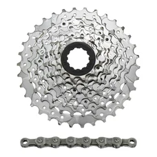 CASSETTE  ET CHAINE (PACK) 9V. SUNRACE M96 11-34 VTT POUR SHIMANO NICKEL (LIVRE EN BOITE) (11-12-14-16-18-21-24-28-34)