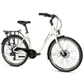 VELO MUSCULAIRE CITY BIKE 26 LEADER FOX DOMESTA 2025 FEMME BLANC 7V CADRE ALU 19 POUCES (TAILLE ADULTE 175 à 183 cm)