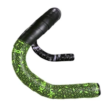 RUBAN DE GUIDON / CINTRE NEWTON EBON NOIR DEGRADE VERT AVEC BOUCHONS (CONFORTABLE EPAISSEUR 2.6mm)
