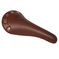 SADDLE- NEWTON FOR ROAD BIKE VINTAGE - LIGHT BROWN WITH RIVETS - 278x155mm -STEEL RAIL-