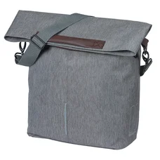 SACOCHE ARRIERE VELO LATERALE SAC BANDOULIERE BASIL CITY SHOPPER GRIS CLAIR DROIT/GAUCHE 14-16L FIXATION MIK HOOKS PORTE BAGAGE FERMETURE PLIANT ANTI-PLUIE