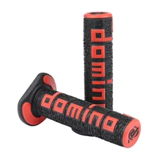 REVETEMENT POIGNEE DOMINO MOTO OFF ROAD A360 NOIR/ROUGE CLOSED END 120-123mm (PAIRE)