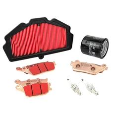 KIT ENTRETIEN MOTO ADAPTABLE KAWASAKI 650 Z650 2017> / Z650 RS 2022> / NINJA 650 2017> PLAQUETTE METAL FRITTE (PACK 7 PIECES) -SELECTION P2R PREMIUM