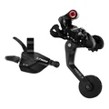 TRANSMISSION VELO PLIANT URBAIN LTWOO MANETTE GAUCHE 5V. ET DERAILLEUR ARRIERE LTWOO 5V. NOIR POUR VELO PLIANT BROMPTON (VENDU A L'UNITE)