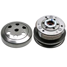 EMBRAYAGE SCOOT ADAPTABLE MBK 50 BOOSTER, NITRO/YAMAHA 50 BWS, AEROX/APRILIA 50 SR/MALAGUTI 50 F12 (DIAM 107 AVEC POULIE + CLOCHE)  -P2R-