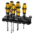 WERA 932 S6 KRAFTFORM - CHISELDRIVER FOR SLOTTED or PHILLIPS SCREWS- With rack (SET 6 PIECES) - German tools for workshop.