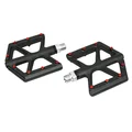 FLAT PEDAL FOR BMX/MTB/DOWNHILL -  P2R - BLACK/RED PINS - ALUMINIUM / CARBON FIBER - THREADED 9/16  (PAIR)