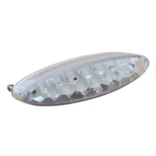 TAIL LIGHT UNIVERSAL REPLAY -WITH LEDS- OVAL SHAPED TRANSPARENT WITH STOP LAMP (16 RED LEDS /3 CLEAR LEDS) **