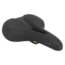 SELLE NEWTON CITY COMFORT LINE AVEC TROU CENTRAL NOIR/BLEU 269x210mm RAIL ACIER NOIR - AVEC POIGNEE POUR PRISE EN MAIN