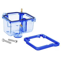 CUVE DE CARBURATEUR TYPE PWK 19 à 30 mm TRANSPARENT BLEU (INCLUS VIS ET REHAUSSEUR DE CUVE) -SELECTION P2R