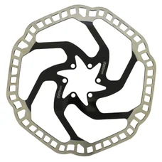 DISQUE DE FREIN VTT 6 TROUS NEWTON BRAKCO COMPATIBLE SHIMANO ET AUTRES 203mm ARGENT CENTRE NOIR + 6 VIS (COMPATIBLE SUR-RON)