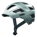 CASQUE VELO ADULTE ABUS URBAIN HYBAN 2.0 SIGNAL ARGENT ECLAIRAGE INTEGRE TAILLE  M (52-58cm) REGLAGE MOLETTE